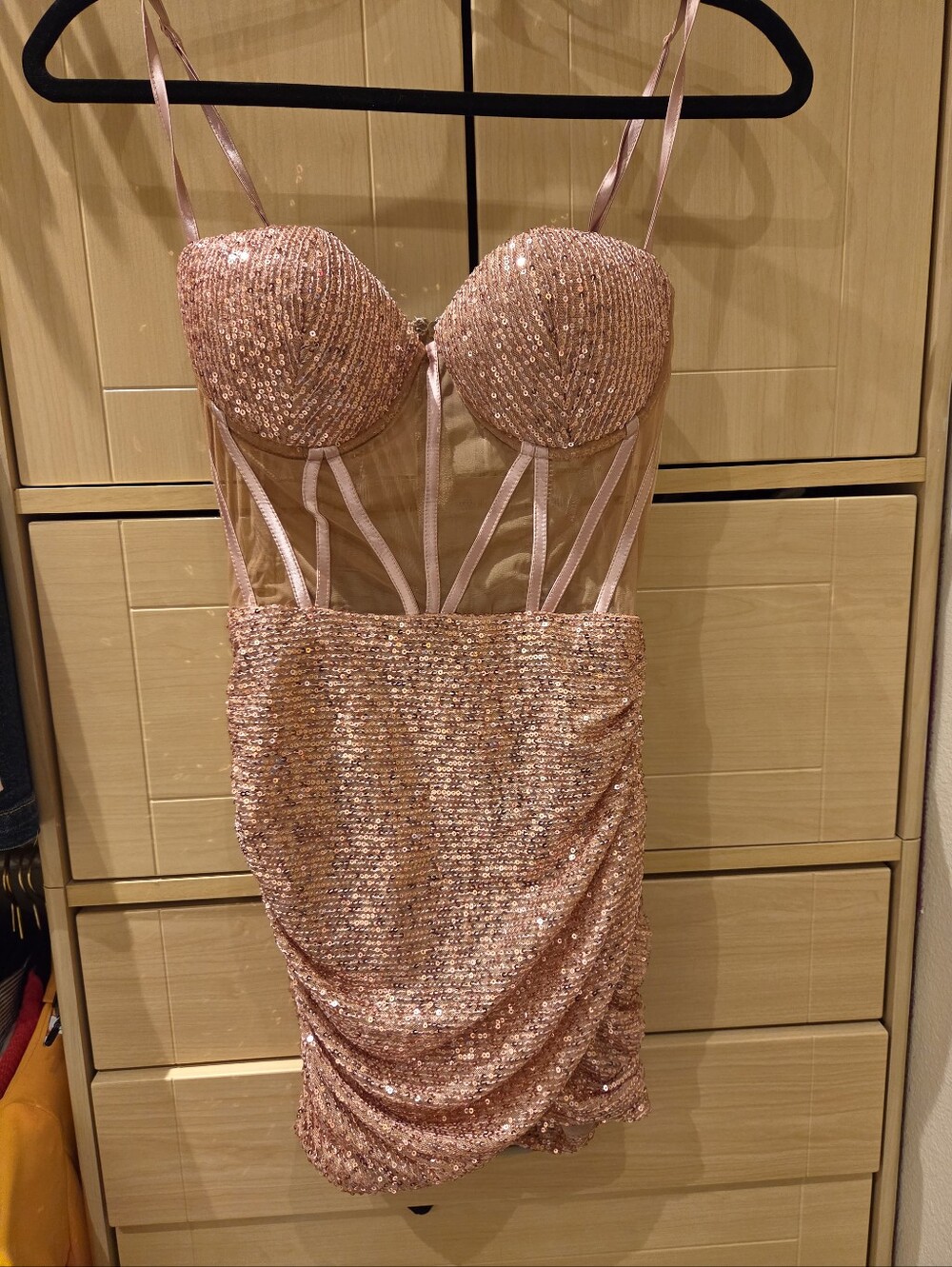 Fashion Nova Rose Gold Sequin Mini Dress